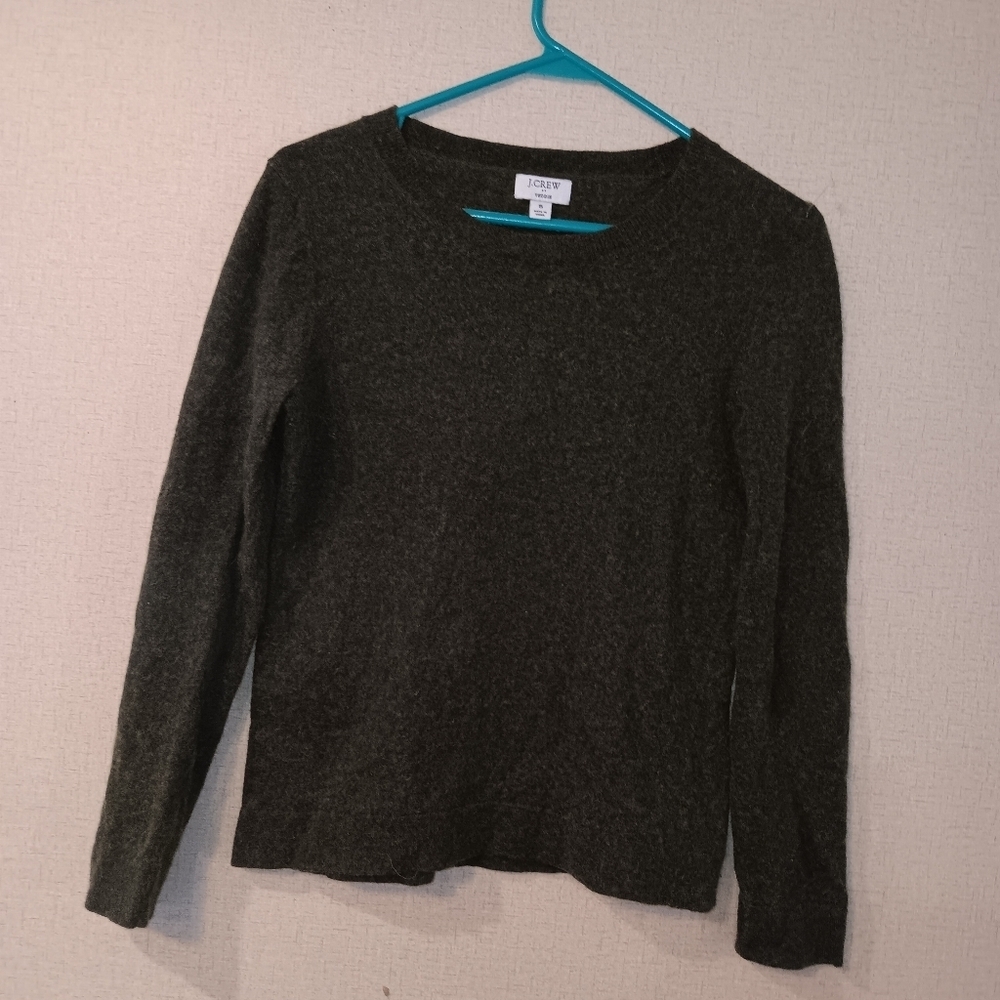 J. Crew Dark Green Crew Neck Sweater Sz S